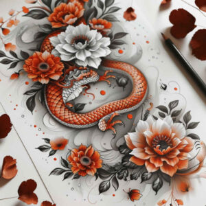 3d-flower-tattoo – tattoo design ideas free ai generated – neotraditional-subtle-highlights – for-shoulder – Gallery: other-flowers-inkby-ai
