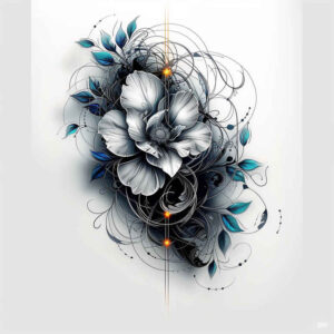 abstract-flowers – tattoo design ideas free ai generated – realism-surface-complexity – for-shin – Gallery: other-flowers-inkby-ai