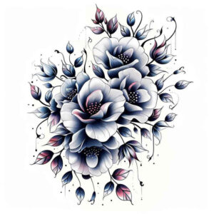 artistic-flower-tattoo – tattoo design ideas free ai generated – neotraditional-clean-fill – for-nape – Gallery: other-flowers-inkby-ai