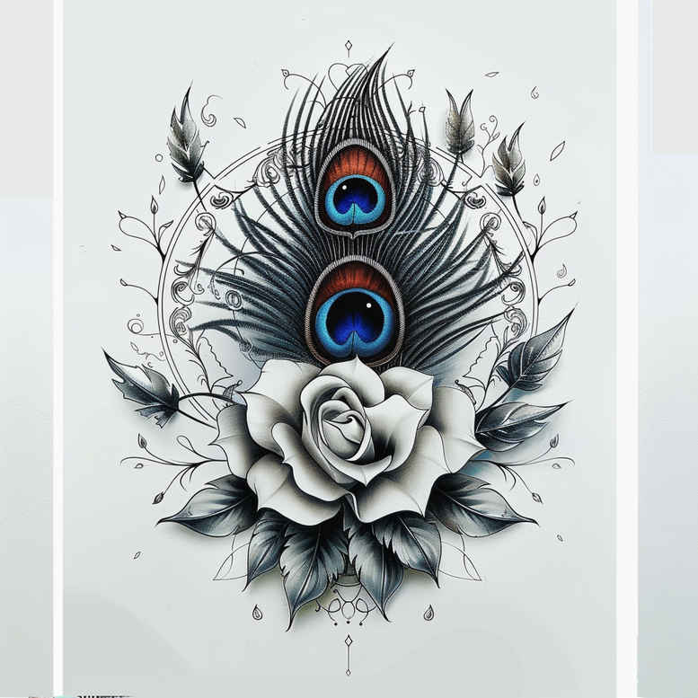artistic-flowers – tattoo design ideas free ai generated – neotraditional-clean-fill – for-thigh – Gallery: other-flowers-inkby-ai
