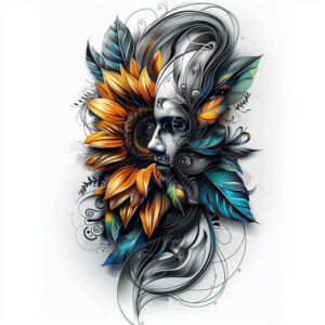 artistic-flowers – tattoo design ideas free ai generated – neotraditional-vivid-hues – for-wrist-side – Gallery: other-flowers-inkby-ai
