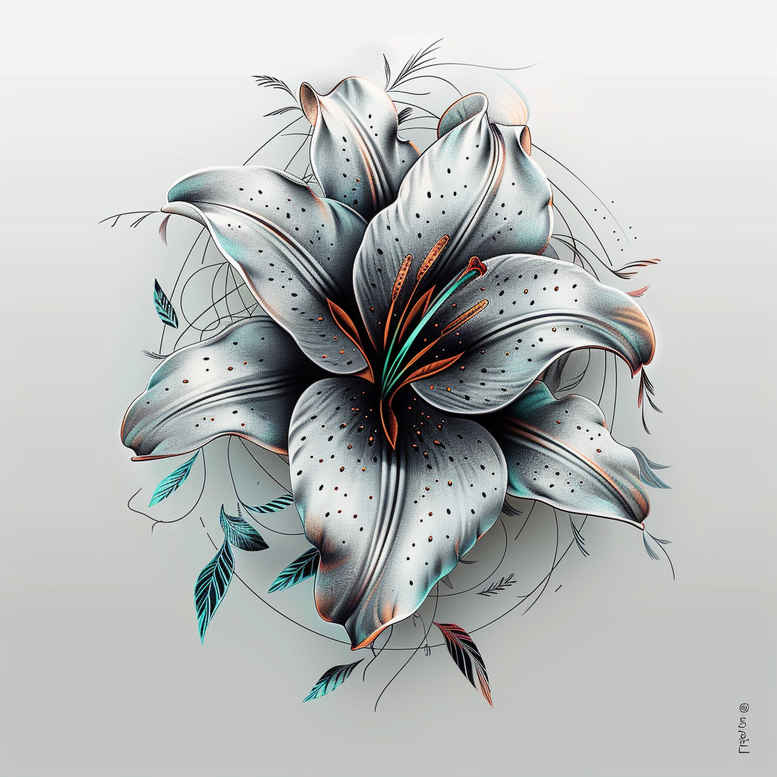 artistic-flowers – tattoo design ideas free ai generated – realism-lifelike-eyes – for-lower-leg – Gallery: other-flowers-inkby-ai