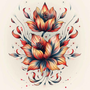 colorful-flower-tattoo – tattoo design ideas free ai generated – neotraditional-layered-color – for-side – Gallery: other-flowers-inkby-ai