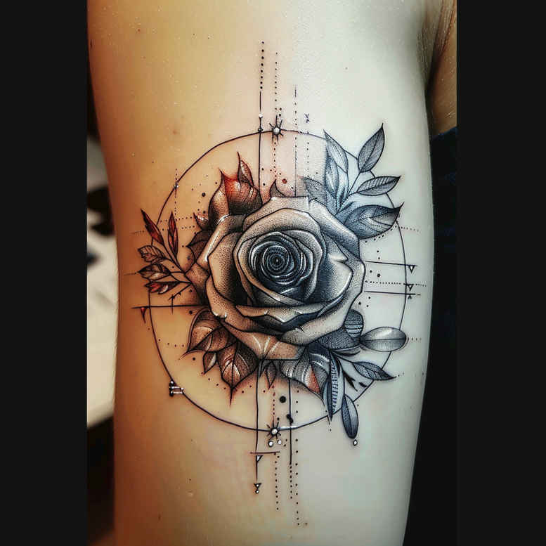 colorful-flower-tattoo – tattoo design ideas free ai generated – neotraditional-subtle-tone – for-sternum – Gallery: other-flowers-inkby-ai