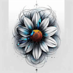 colorful-flower-tattoo – tattoo design ideas free ai generated – realism-color-precision – for-full-back – Gallery: other-flowers-inkby-ai