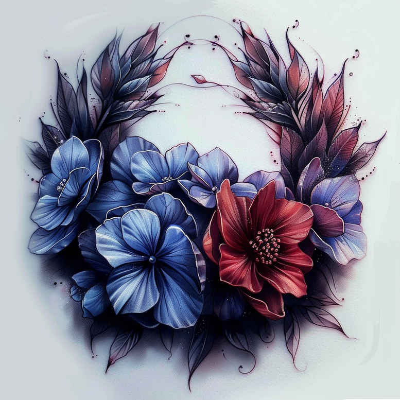 colorful-flowers – tattoo design ideas free ai generated – realism-depth-realism – for-shoulder-blade – Gallery: other-flowers-inkby-ai