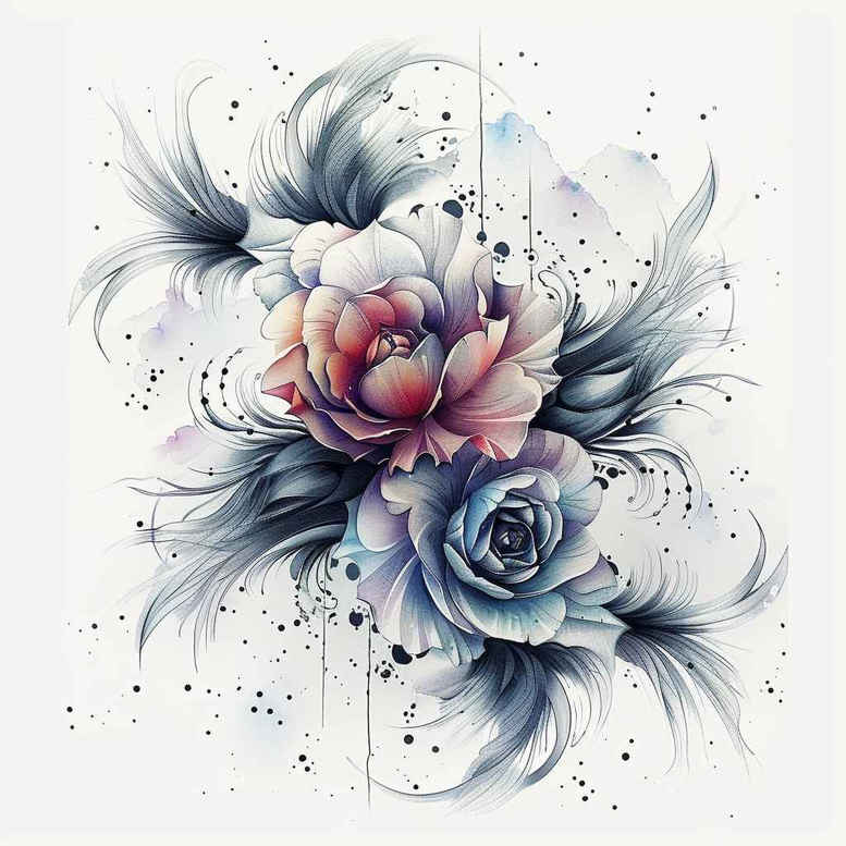 colorful-flowers – tattoo design ideas free ai generated – realism-natural-luminosity – for-sternum – Gallery: other-flowers-inkby-ai
