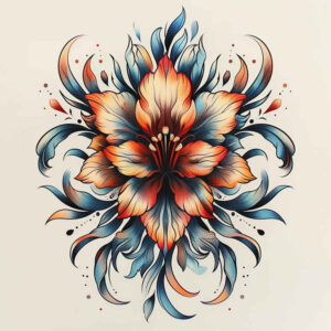 delicate-and-subtle-flowers – tattoo design ideas free ai generated – neotraditional-enhanced-shading – for-elbow – Gallery: other-flowers-inkby-ai