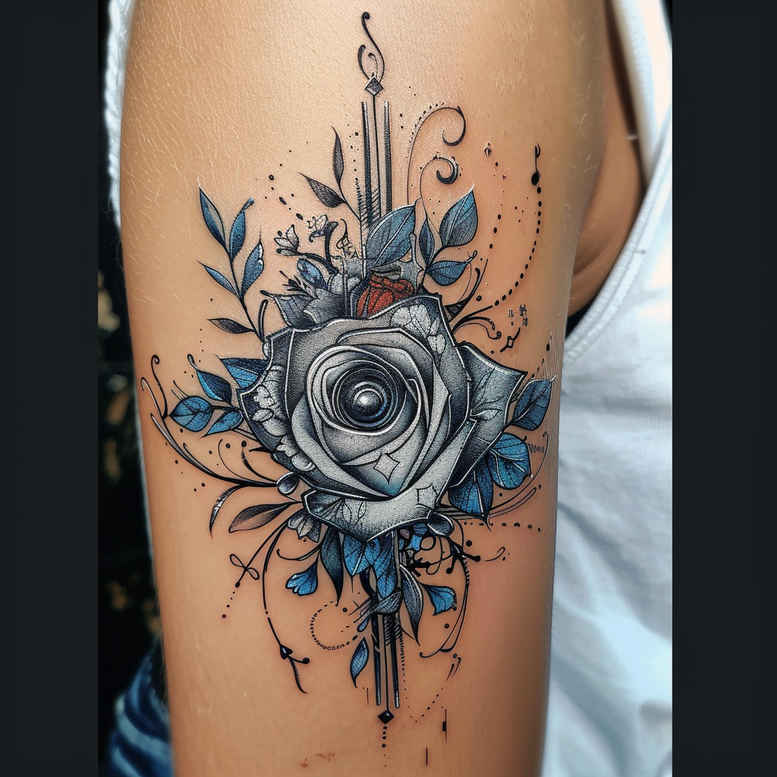 delicate-and-subtle-flowers – tattoo design ideas free ai generated – neotraditional-layered-fill – for-lower-arm – Gallery: other-flowers-inkby-ai