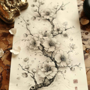 delicate-and-subtle-flowers – tattoo design ideas free ai generated – neotraditional-refined-lines – for-lower-back – Gallery: other-flowers-inkby-ai