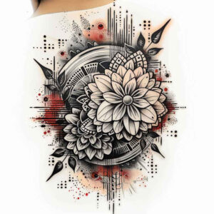 delicate-flower-tattoo – tattoo design ideas free ai generated – neotraditional-artistic-contrast – for-inner-arm – Gallery: other-flowers-inkby-ai