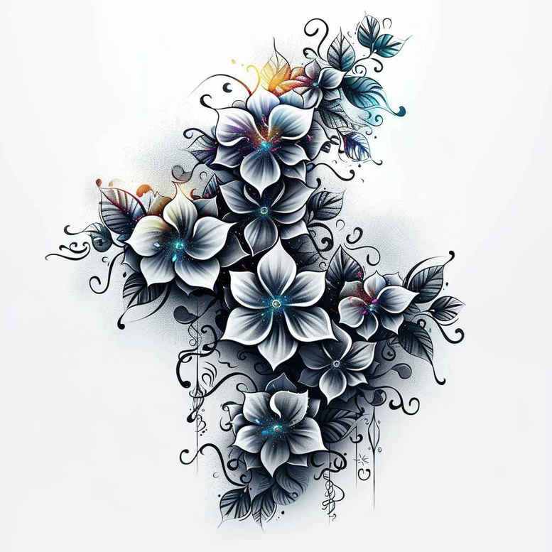 delicate-flower-tattoo – tattoo design ideas free ai generated – neotraditional-bold-texture – for-forearm – Gallery: other-flowers-inkby-ai