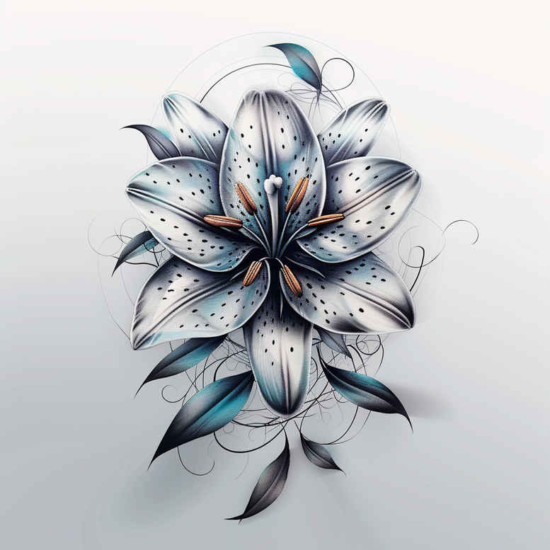 delicate-flower-tattoo – tattoo design ideas free ai generated – surrealism-shadow-play – for-abdomen – Gallery: other-flowers-inkby-ai
