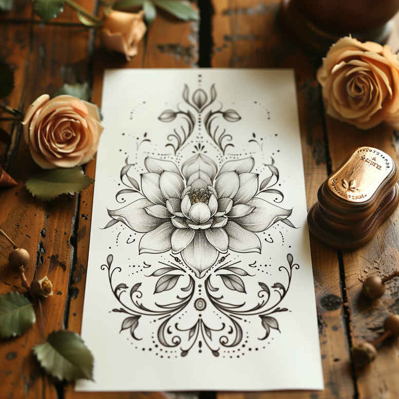 delicate-flowers – tattoo design ideas free ai generated – surrealism-dreamscape – for-lower-arm – Gallery: other-flowers-inkby-ai