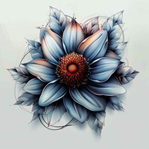 detailed-flower-tattoo – tattoo design ideas free ai generated – neotraditional-dynamic-composition – for-behind-ear – Gallery: other-flowers-inkby-ai