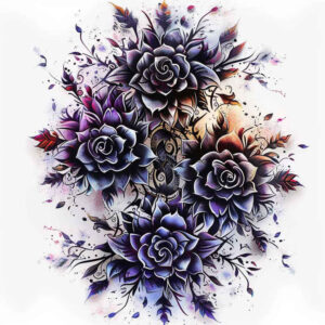 fine-line-flower-tattoo – tattoo design ideas free ai generated – realism-realistic-gleam – for-upper-back – Gallery: other-flowers-inkby-ai