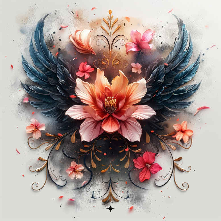 fine-line-flower-tattoo – tattoo design ideas free ai generated – realism-soft-contrast – for-full-back – Gallery: other-flowers-inkby-ai