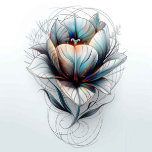 fine-line-flower-tattoo – tattoo design ideas free ai generated – surrealism-shifting-shapes – for-ribs – Gallery: other-flowers-inkby-ai
