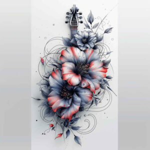 floral-tattoo – tattoo design ideas free ai generated – neotraditional-modern-twist – for-thigh – Gallery: other-flowers-inkby-ai
