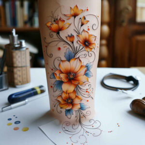 floral-tattoo – tattoo design ideas free ai generated – realism-rich-blacks – for-neck – Gallery: other-flowers-inkby-ai