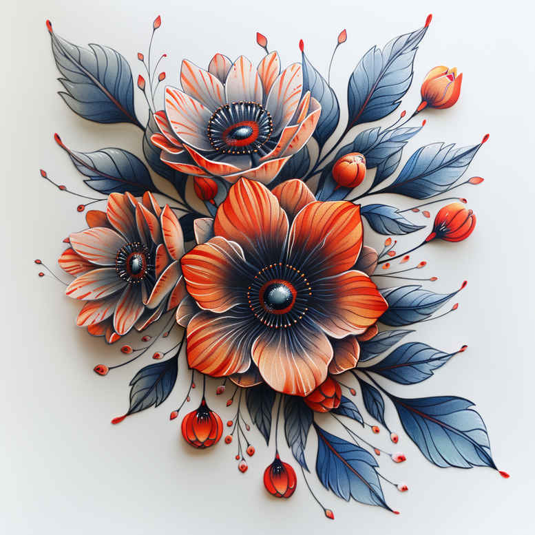 flower-abstract-tattoo – tattoo design ideas free ai generated – realism-photo-ink – for-palm – Gallery: other-flowers-inkby-ai