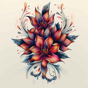 flower-art-tattoo – tattoo design ideas free ai generated – surrealism-ambiguous-space – for-outer-arm – Gallery: other-flowers-inkby-ai