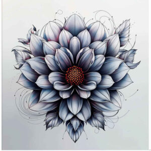 flower-contour-tattoo – tattoo design ideas free ai generated – surrealism-dreamscape – for-scapula – Gallery: other-flowers-inkby-ai