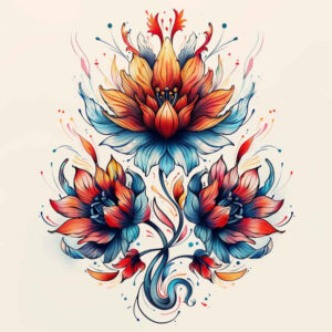 flower-decorative-tattoo – tattoo design ideas free ai generated – neotraditional-enhanced-color – for-arm – Gallery: other-flowers-inkby-ai