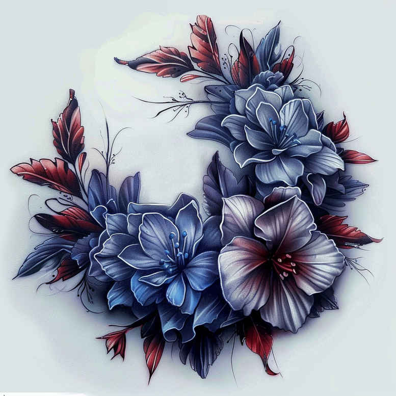 flower-detail-tattoo – tattoo design ideas free ai generated – neotraditional-layered-shading – for-upper-arm – Gallery: other-flowers-inkby-ai