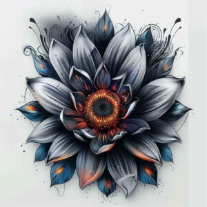 flower-expression-tattoo – tattoo design ideas free ai generated – neotraditional-dynamic-color – for-shin – Gallery: other-flowers-inkby-ai
