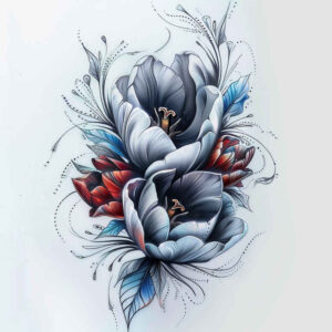 flower-harmony-symbol – tattoo design ideas free ai generated – neotraditional-modern-classic – for-palm – Gallery: other-flowers-inkby-ai