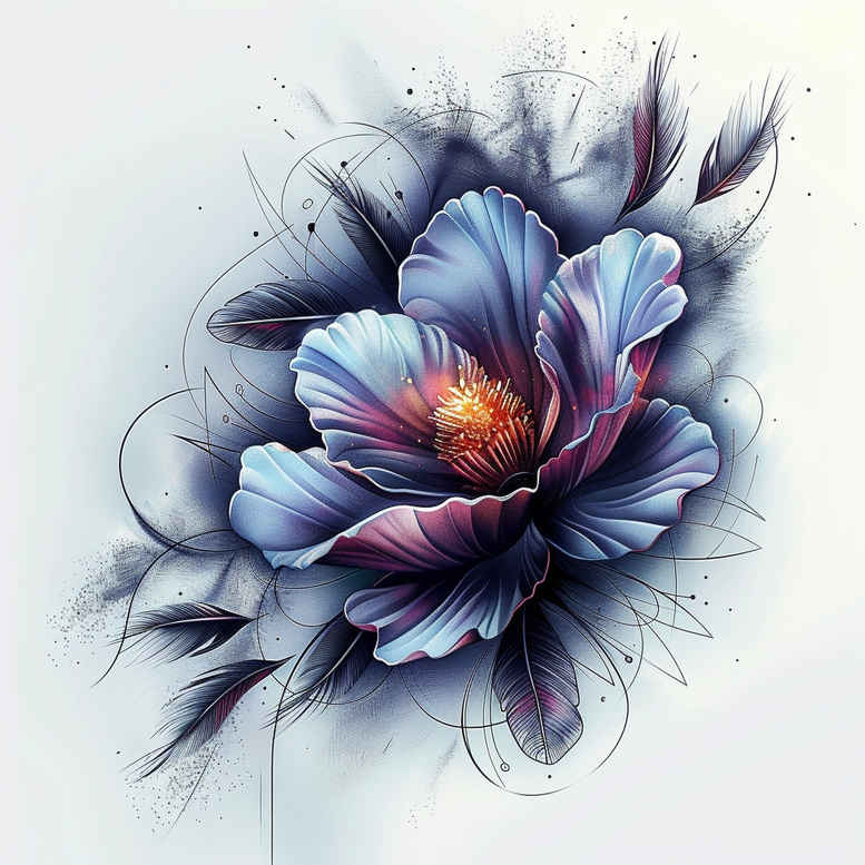 flower-harmony-symbol – tattoo design ideas free ai generated – surrealism-chromatic-flux – for-wrist – Gallery: other-flowers-inkby-ai