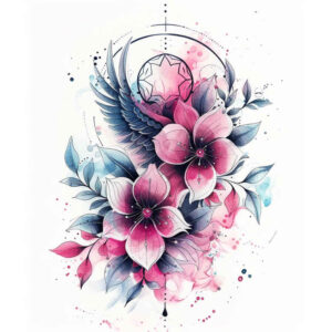 flower-inspiration-tattoo – tattoo design ideas free ai generated – neotraditional-dynamic-composition – for-nape – Gallery: other-flowers-inkby-ai