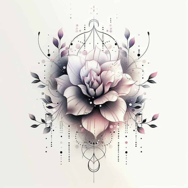 flower-inspiration-tattoo – tattoo design ideas free ai generated – neotraditional-layered-fill – for-ankle – Gallery: other-flowers-inkby-ai