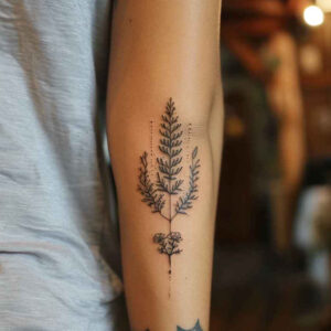 flower-leaf-tattoo – tattoo design ideas free ai generated – neotraditional-defined-outlines – for-biceps – Gallery: other-flowers-inkby-ai