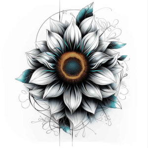flower-leaf-tattoo – tattoo design ideas free ai generated – neotraditional-expressive-lines – for-spine – Gallery: other-flowers-inkby-ai