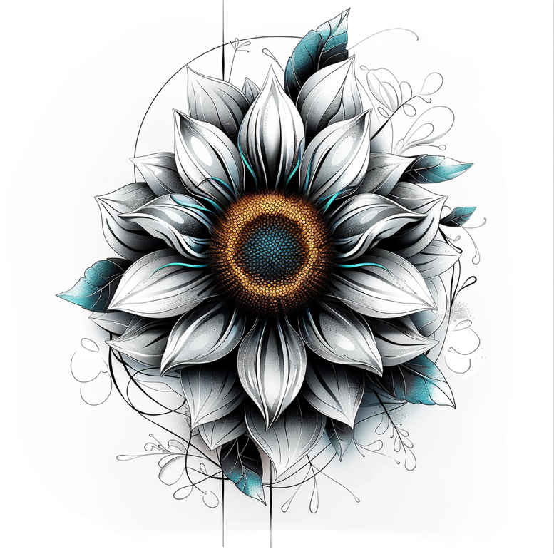 flower-leaf-tattoo – tattoo design ideas free ai generated – neotraditional-expressive-lines – for-spine – Gallery: other-flowers-inkby-ai