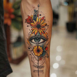flower-leaf-tattoo – tattoo design ideas free ai generated – surrealism-unearthly – for-upper-back – Gallery: other-flowers-inkby-ai
