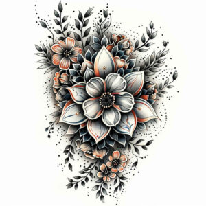 flower-life-symbol – tattoo design ideas free ai generated – neotraditional-vibrant-palette – for-nape – Gallery: other-flowers-inkby-ai