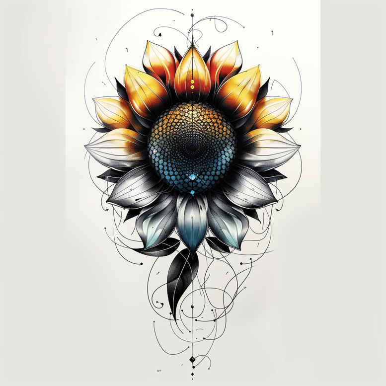 flower-life-symbol – tattoo design ideas free ai generated – surrealism-psychological-depth – for-lower-thigh – Gallery: other-flowers-inkby-ai