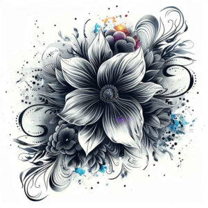 flower-life-tattoo – tattoo design ideas free ai generated – realism-deep-shadows – for-thigh – Gallery: other-flowers-inkby-ai