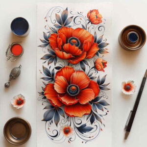 flower-light-tattoo – tattoo design ideas free ai generated – realism-realistic-wrinkles – for-thigh – Gallery: other-flowers-inkby-ai