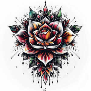 flower-light-tattoo – tattoo design ideas free ai generated – surrealism-unreal – for-knee – Gallery: other-flowers-inkby-ai