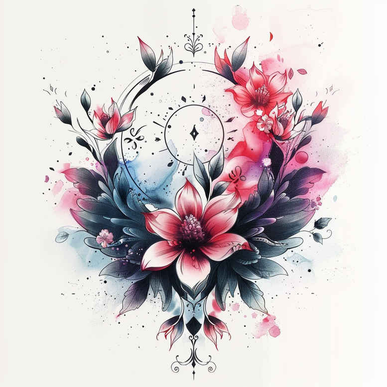 flower-love-symbol – tattoo design ideas free ai generated – realism-refined-lines – for-scapula – Gallery: other-flowers-inkby-ai