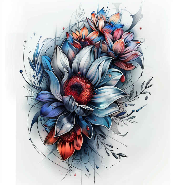 flower-love-tattoo – tattoo design ideas free ai generated – realism-hyper-realistic – for-lower-arm – Gallery: other-flowers-inkby-ai