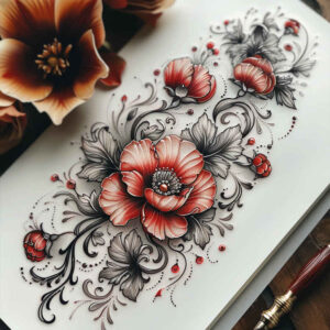 flower-motif-tattoo – tattoo design ideas free ai generated – neotraditional-classic-motifs – for-inner-arm – Gallery: other-flowers-inkby-ai