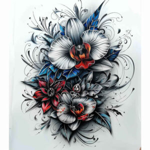 flower-nature-tattoo – tattoo design ideas free ai generated – neotraditional-crisp-lines – for-forearm – Gallery: other-flowers-inkby-ai