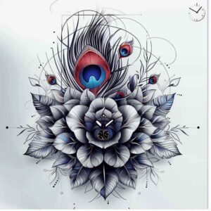 flower-outline-tattoo – tattoo design ideas free ai generated – realism-contour-shading – for-heel – Gallery: other-flowers-inkby-ai
