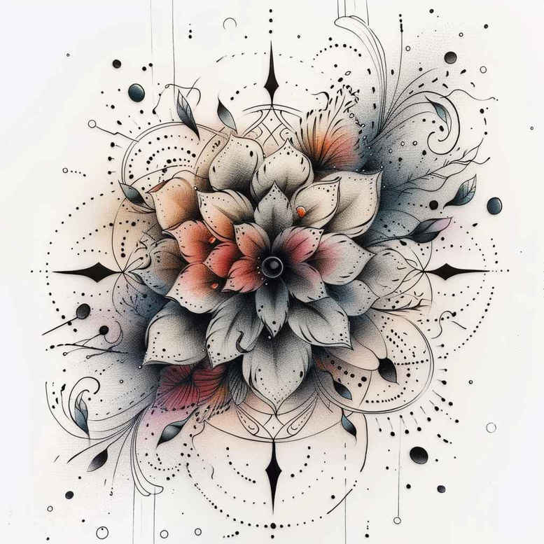 flower-outline-tattoo – tattoo design ideas free ai generated – realism-depth-realism – for-palm – Gallery: other-flowers-inkby-ai