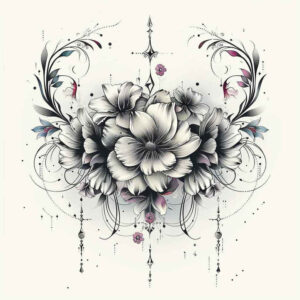 flower-pattern-tattoo – tattoo design ideas free ai generated – realism-depth-of-field – for-nape – Gallery: other-flowers-inkby-ai